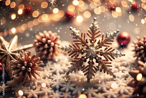 Wallpaper Mural A festive decoration in the form of a snowflake. Close-up. Beautiful Christmas background, banner. The concept of decorations and decor for the new year. New Year's Card 2025 Torontodigital.ca