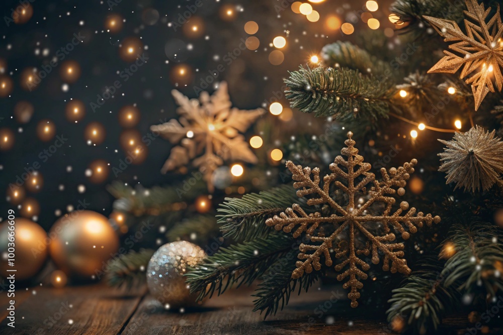 A festive decoration in the form of a snowflake. Close-up. Beautiful Christmas background, banner. The concept of decorations and decor for the new year. New Year's Card 2025 A festive decoration in the form of a snowflake. Close-up. Beautiful Christmas background, banner. The concept of decorations and decor for the new year. New Year's Card 2025