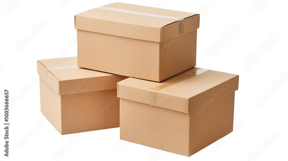 Cardboard boxes isolated on transparent background, cut out png Cardboard boxes isolated on transparent background, cut out png