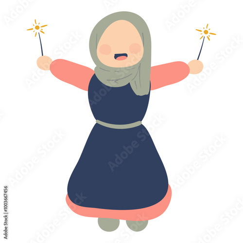 Islamic Girl Character Illustration