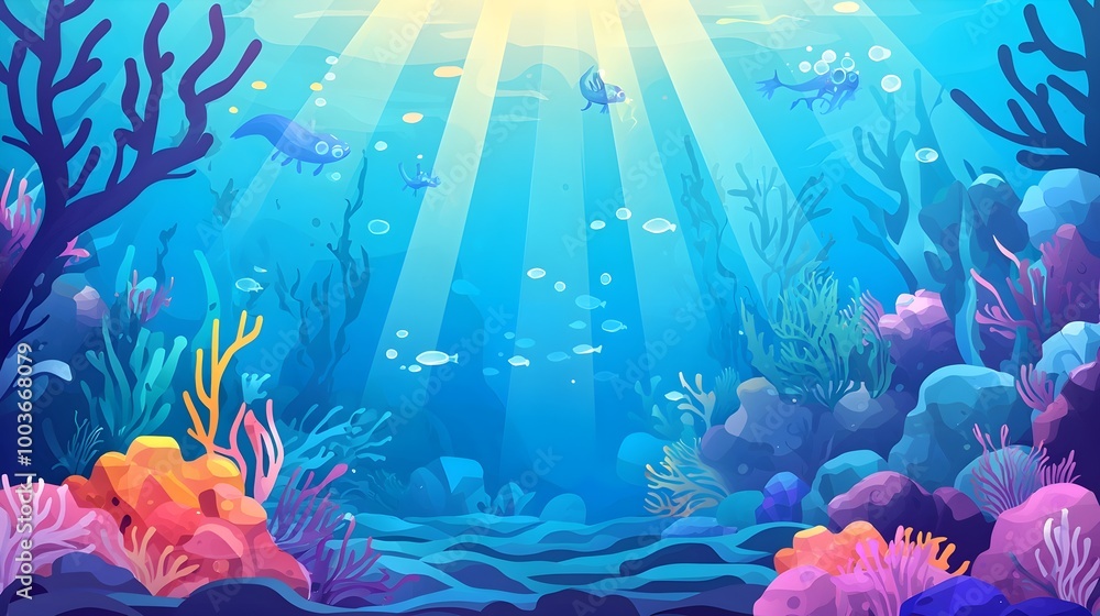 Naklejka premium Underwater Coral Reef Scene