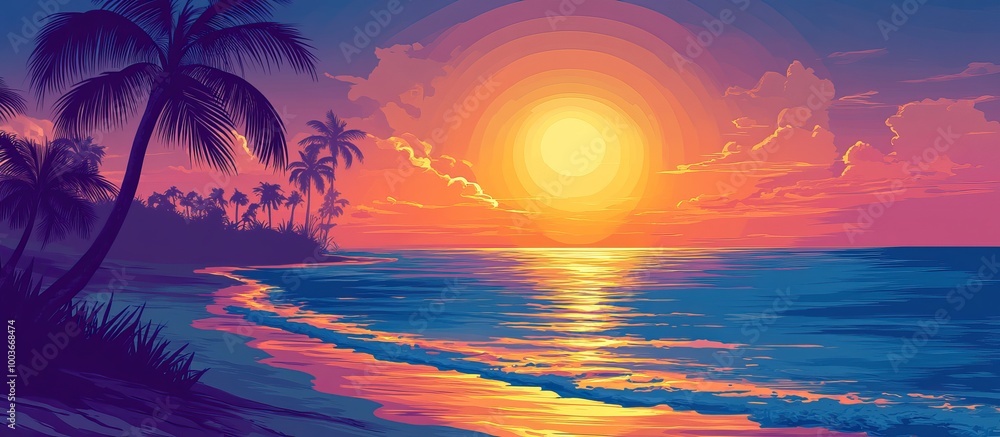 Sunset Over Tropical Beach Sunset Over Tropical Beach