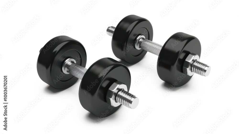 Adjustable dumbbell set on a white background, ideal for home workouts and strength training exercises Adjustable dumbbell set on a white background, ideal for home workouts and strength training exercises