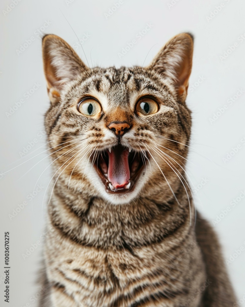 A cat with wide eyes and an open mouth, looking surprised. AI. A cat with wide eyes and an open mouth, looking surprised. AI.