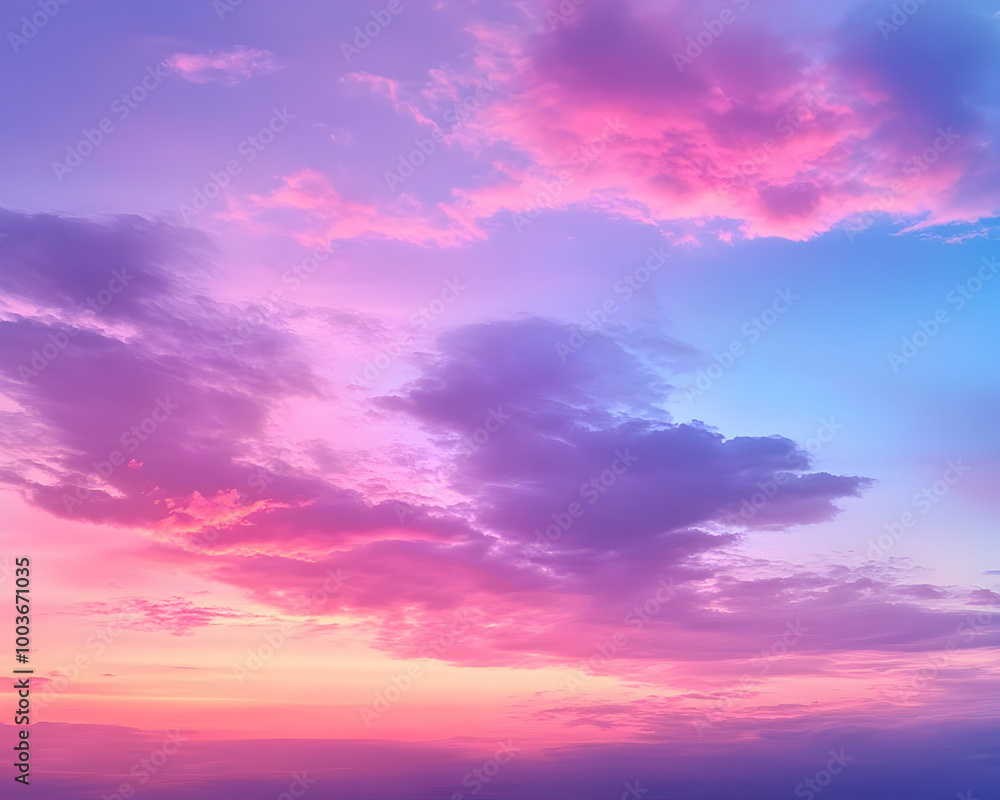 Fototapeta premium Purple and Pink Sunset Clouds - Abstract Background Illustration