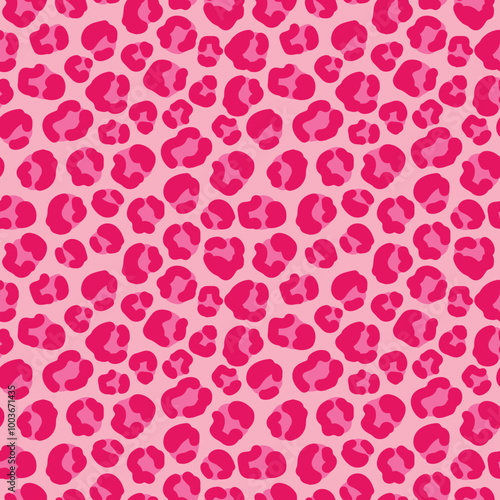 bold and vibrant pink leopard print 
seamless pattern. Perfect for fashion, home decor, or any project needing a trendy and eye-catching design