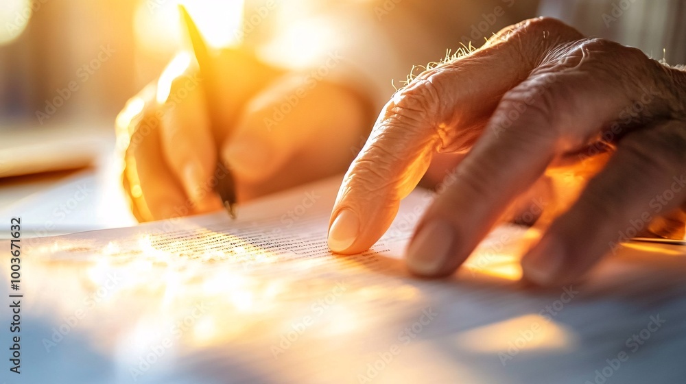 Hands Holding a Legal Document in Soft Light Hands Holding a Legal Document in Soft Light