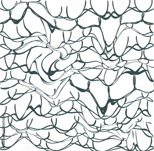 The distorted rounded lines form a mass similar to soap bubbles.