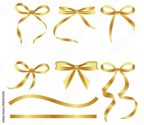 Gold ribbon vector, clipart decoration illustration, banner