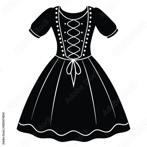 This charming vintage polka dot eyelet baby girls dress silhouette vector art design is perfect for kids' fashion projects. Capture the playful essence of childhood with this delightful illustration.