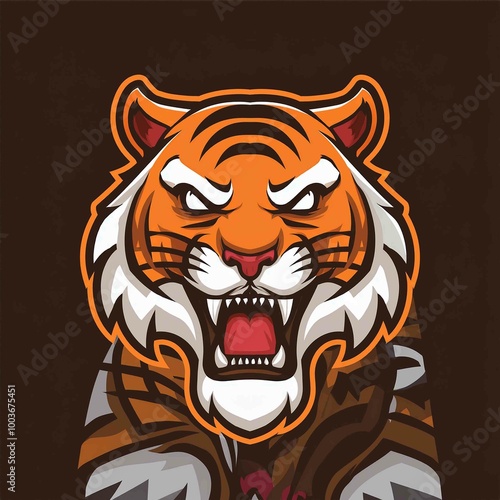 tiger logo mascot. angry tiger roar vector illustration