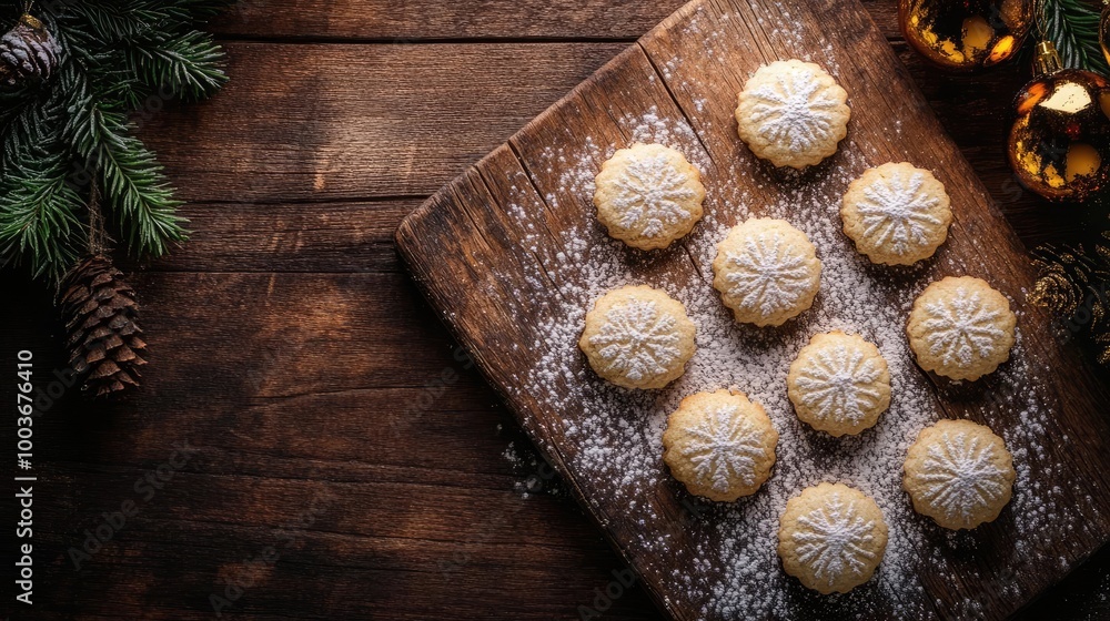 Delicious festive cookies arranged beautifully on a rustic wooden board, perfect for holiday gatherings and cozy celebrations. Delicious festive cookies arranged beautifully on a rustic wooden board, perfect for holiday gatherings and cozy celebrations.