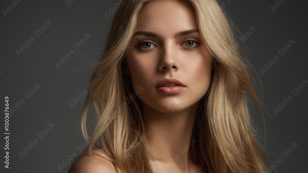 Fototapeta premium beautiful blond young woman. beauty portrait of pretty girl with Heathy hair