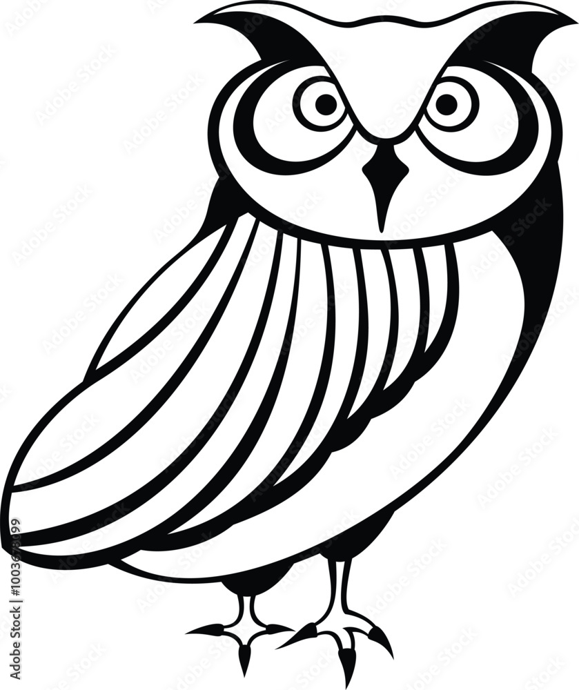 Fototapeta premium Owl Line Art Vector illustration on white Background.