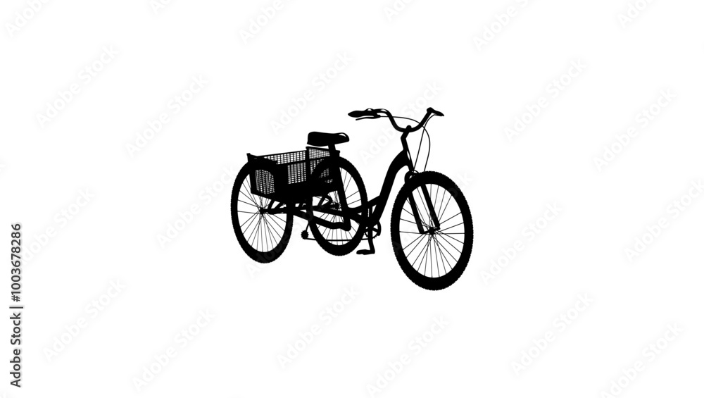 Fototapeta premium 3 Wheel Bike emblem, black isolated silhouette