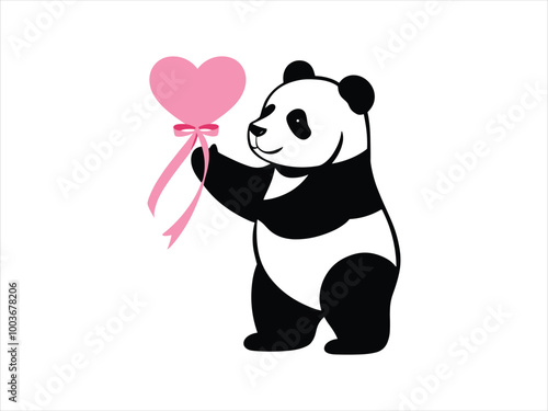 Pandas with Pink Hearts and Ribbons - Breast Cancer Awareness Art for Niche Audiences.