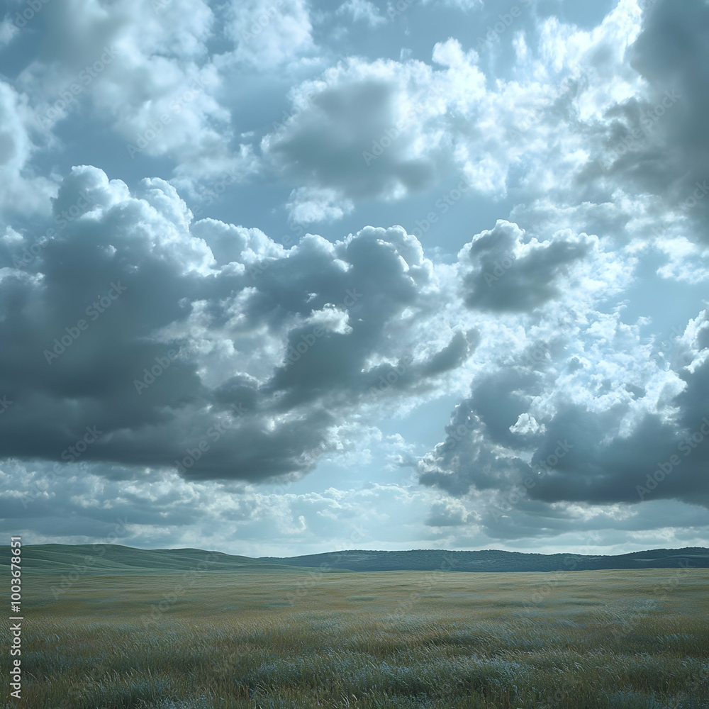 Cloudy Sky Over Lush Green Field Photo Cloudy Sky Over Lush Green Field Photo