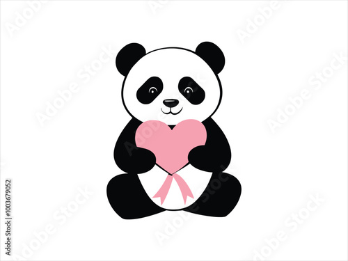 Pandas with Pink Hearts and Ribbons - Breast Cancer Awareness Art for Niche Audiences.