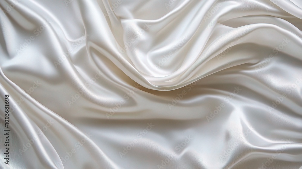 Fototapeta premium Soft White Satin Fabric with Elegant Drapery