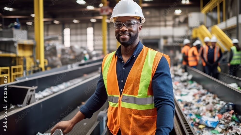 Recycling Plant Worker Smiling at the Camera Recycling Plant Worker Smiling at the Camera