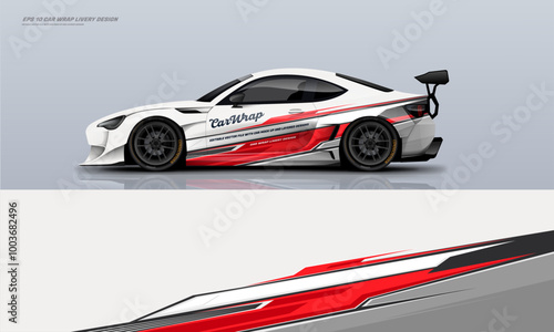 sport car wrap livery design with a touch of white. vinyl sticker design in vector file