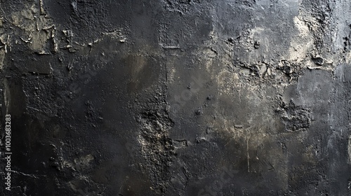 A textured black wall with a rugged surface, showcasing unique layers and tones for a dramatic background.