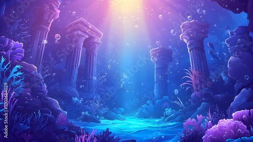 Underwater Ruins Fantasy Scene