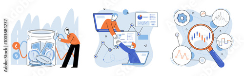 Technical analysis. Vector illustration. Technical analysis is valuable tool for analyzing market trends and making informed investment decisions Businesses rely on technical analysis to assess