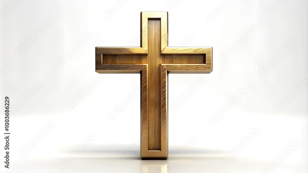 Golden Christian cross. Realistic cross isolated on background Golden Christian cross. Realistic cross isolated on background