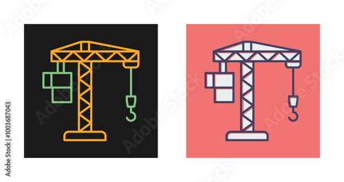 Crane Lifting Vector Icon