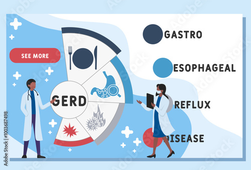 GERD - Gastroesophageal Reflux Disease acronym. medical concept background. vector illustration concept with keywords and icons. lettering illustration with icons for web banner, flyer, landing
