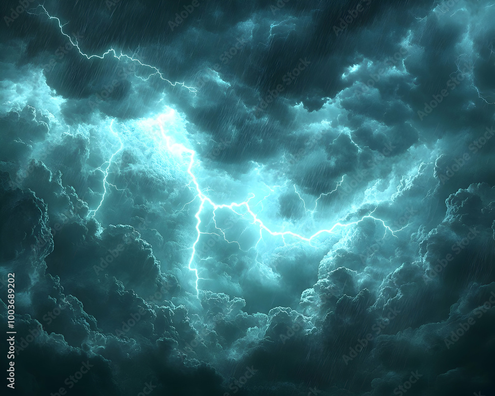 Dark Storm Clouds with Lightning Illustration Dark Storm Clouds with Lightning Illustration