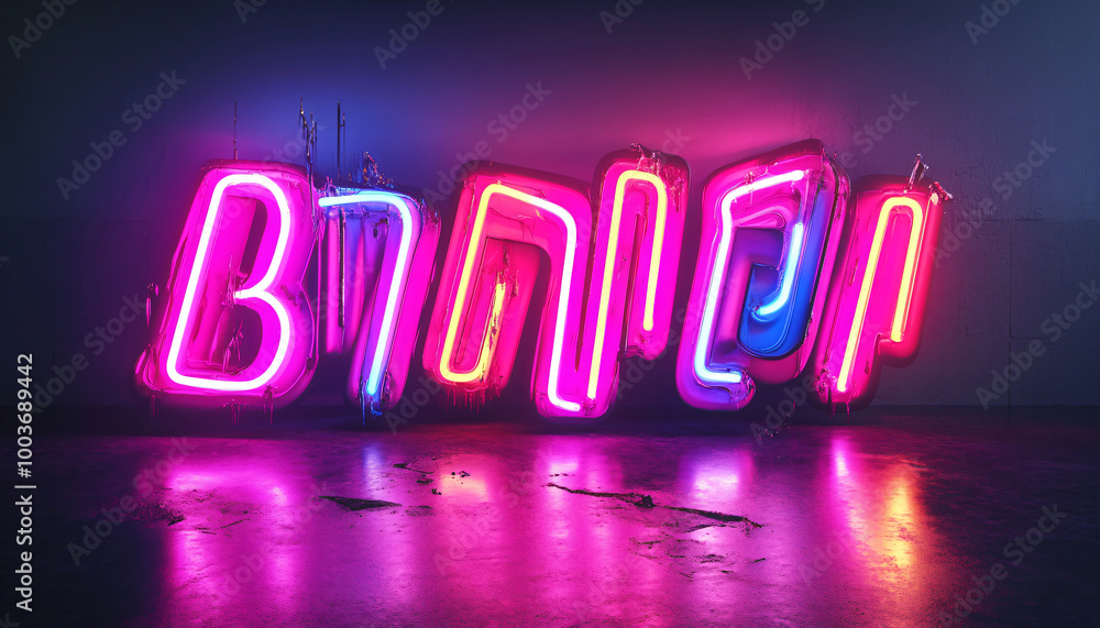 glowing sign on a red background glowing sign on a red background