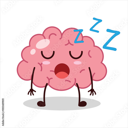 Cute rest expression of brain cartoon character