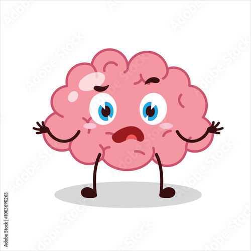 Cute don't know expression of brain cartoon character