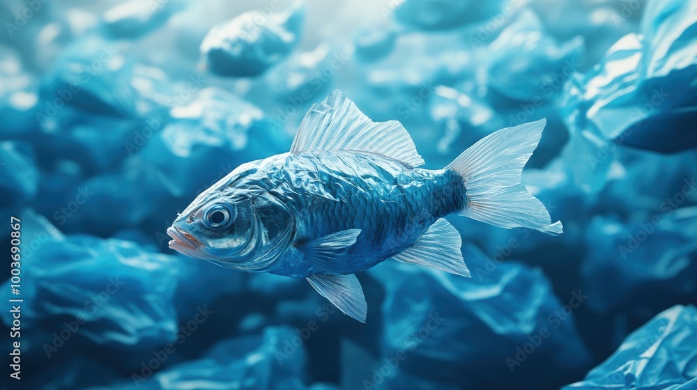 Colorful fish swimming in clear blue water surrounded by rocks. Colorful fish swimming in clear blue water surrounded by rocks.