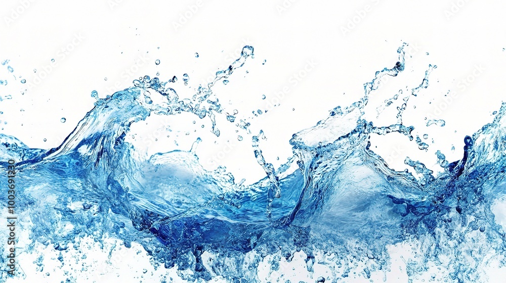 Splashes of Water with Blue Tones and Bright Background Splashes of Water with Blue Tones and Bright Background