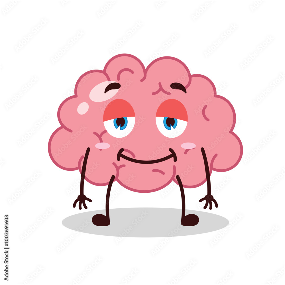 Cute lazy expression of brain cartoon character Cute lazy expression of brain cartoon character