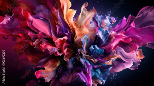 Abstract colorful shapes on dark background