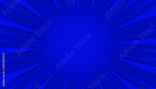 Blue comic explosion halftone retro modern sunburst for template, cover, banner, poster, background