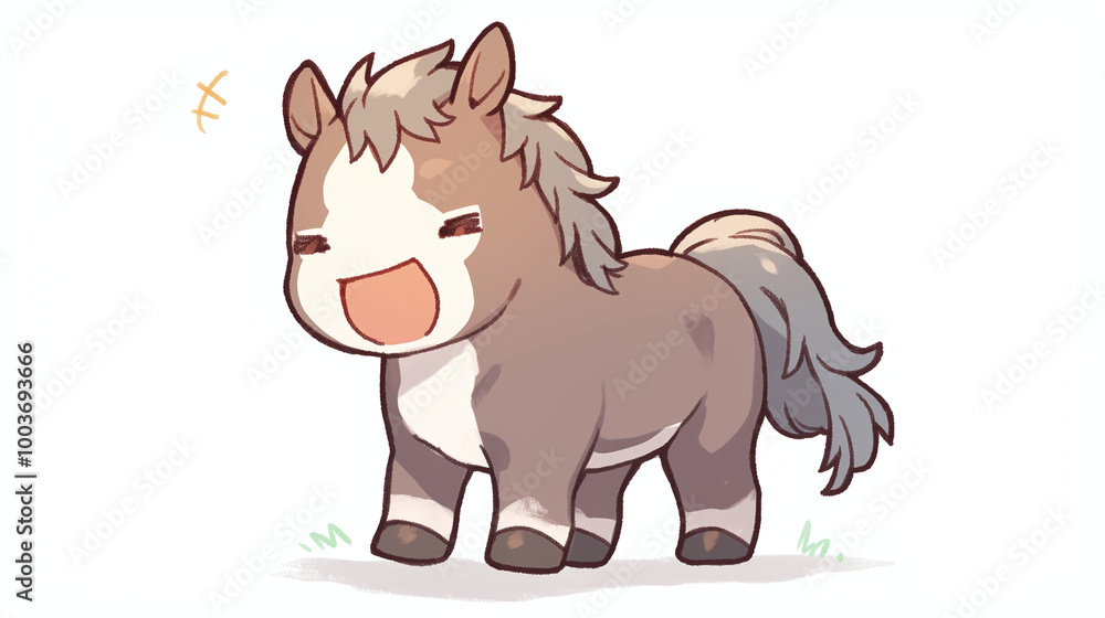 Obraz premium Cute Cartoon Horse Illustration - Digital Art
