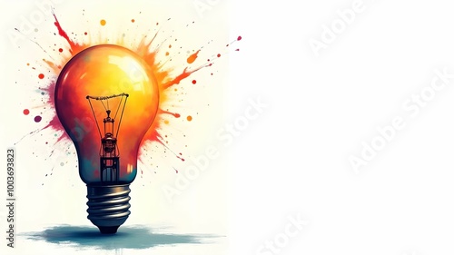 Lightbulb with vibrant splashes representing creativity and inspiration in art