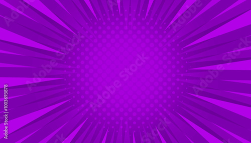 Purple comic explosion halftone retro modern sunburst for template, cover, banner, poster, background
