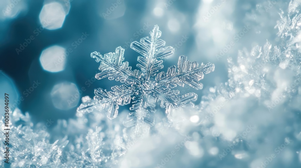 A close-up of a beautiful, intricate snowflake resting on soft, sparkling snow, capturing the essence of winter's delicate beauty. A close-up of a beautiful, intricate snowflake resting on soft, sparkling snow, capturing the essence of winter's delicate beauty.