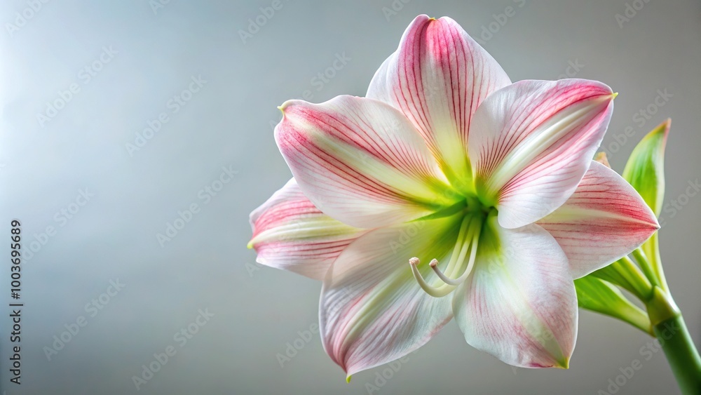 white and pink Apple Blossom Amaryllis flower with forced perspective white and pink Apple Blossom Amaryllis flower with forced perspective