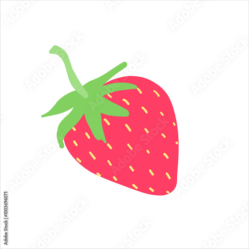 Vibrant, juicy red strawberry illustration. Perfect for food blogs, healthy eating articles, or summer-themed projects, highlighting fresh and organic produce.