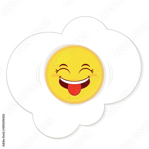 fried egg playful face cartoon cute