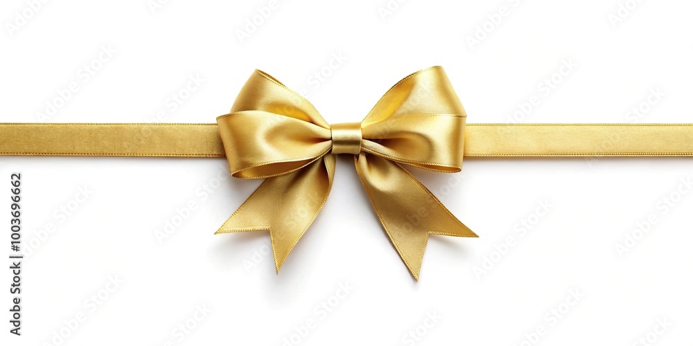 Fototapeta premium White background with golden ribbon knot