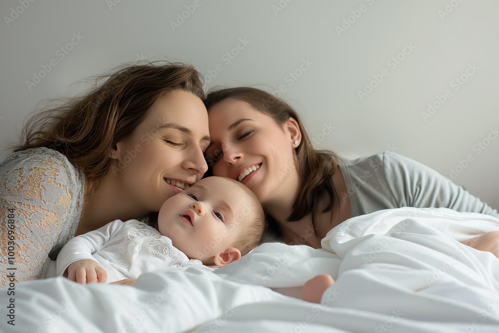 Mother, baby boy on bed. Happy, healthy, beautiful mother holds cute infant, smiling, cheerful, joyful. Female parent, child interaction, love, family, parenthood, motherhood, new born, care, cuddle, Mother, baby boy on bed. Happy, healthy, beautiful mother holds cute infant, smiling, cheerful, joyful. Female parent, child interaction, love, family, parenthood, motherhood, new born, care, cuddle,
