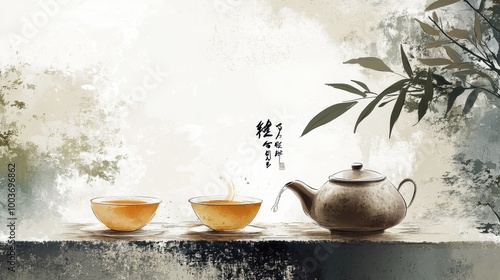 Tranquil Tea Time in the Misty Landscape